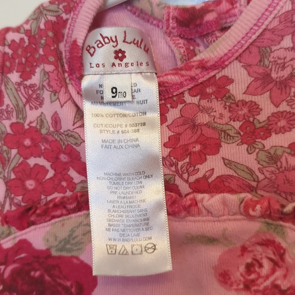 Baby Lulu adorable pink rose onesie xlnt condition Sz. 9 mo - Picture 2 of 6